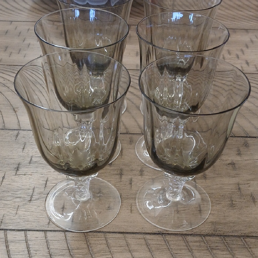 Elegant Smoke Crystal Glass Goblet Set If 6
